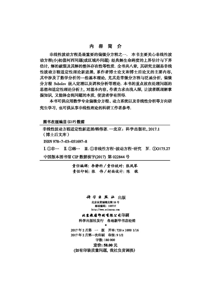 非线性波动方程适定性新进展