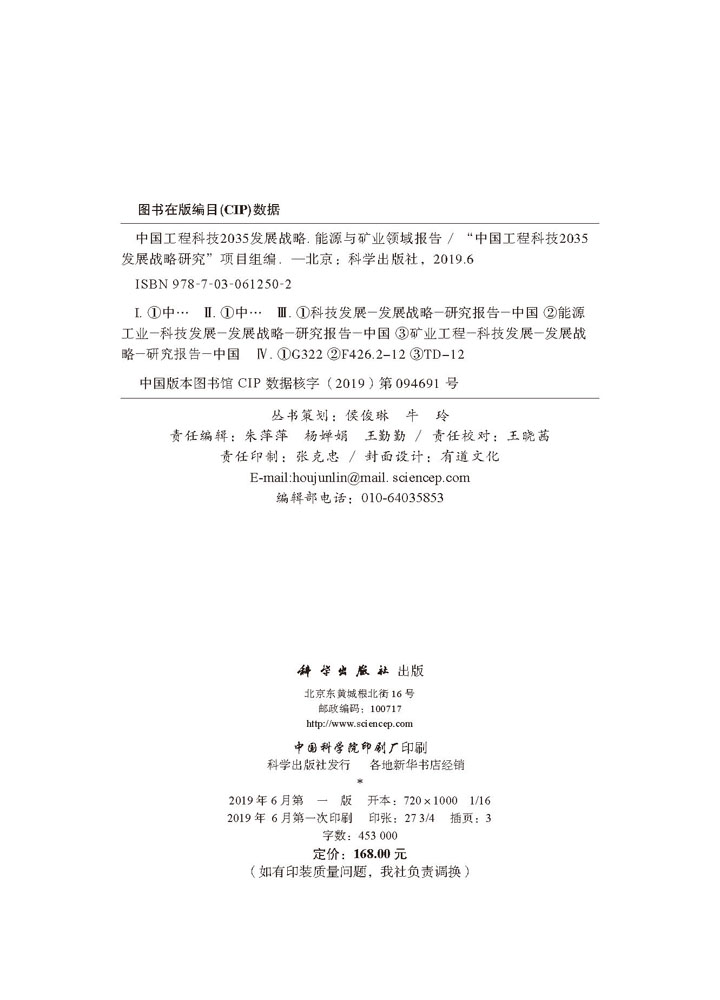 中国工程科技2035发展战略·能源与矿业领域报告