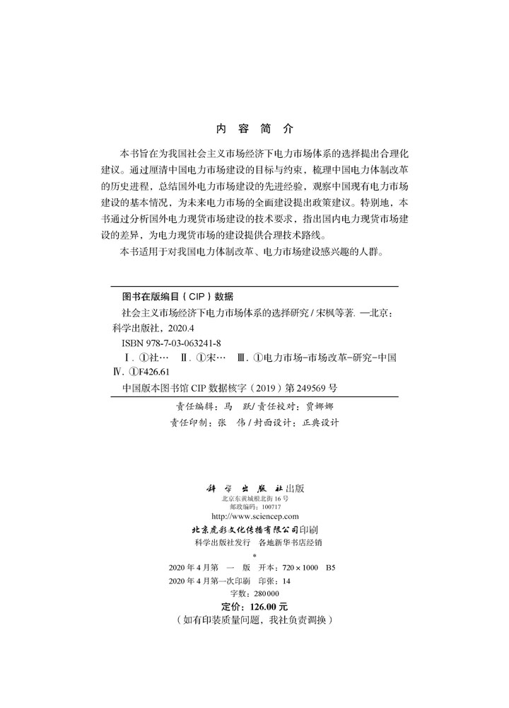 社会主义市场经济下电力市场体系的选择研究