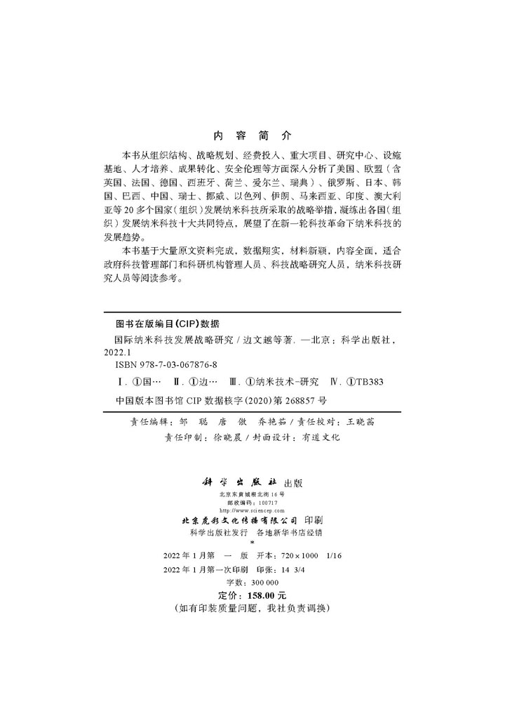 国际纳米科技发展战略研究