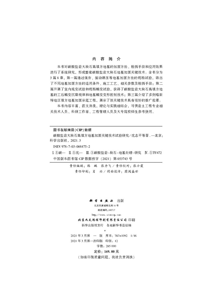 碳酸盐岩大块石高填方地基加固关键技术试验研究