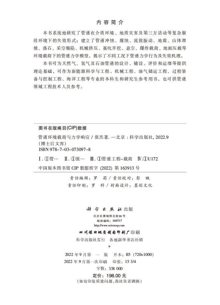 管道环境载荷与力学响应