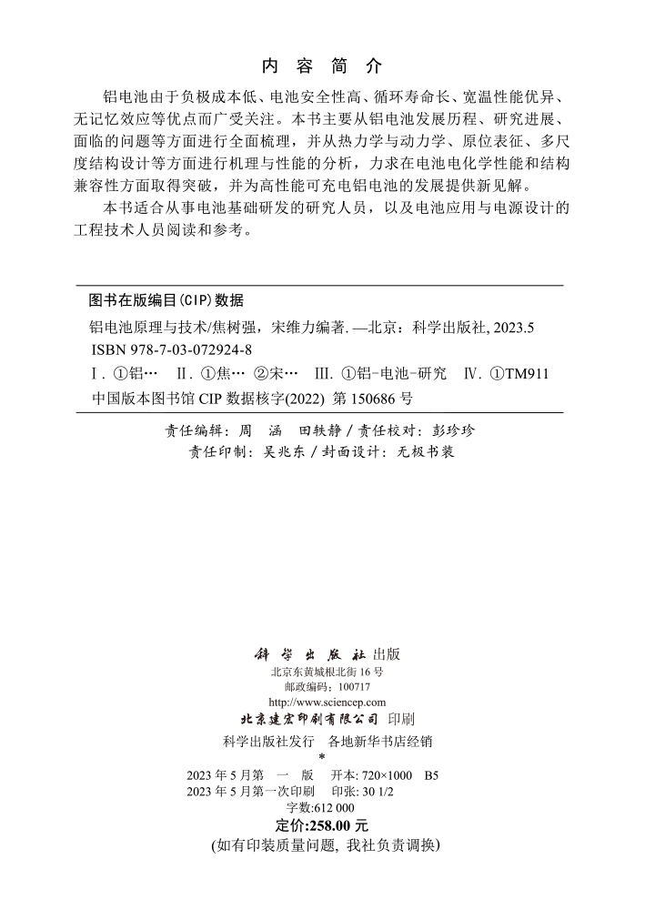 铝电池原理与技术