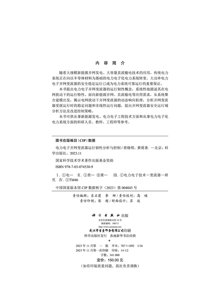 电力电子并网变流器运行韧性分析及控制