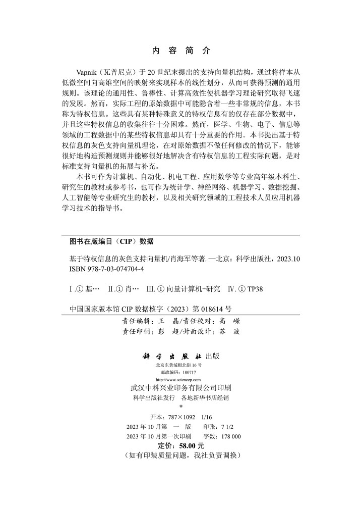基于特权信息的灰色支持向量机