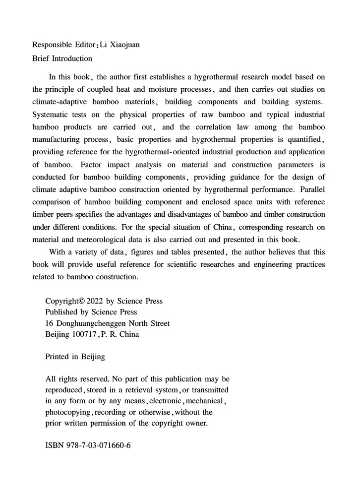 Hygrothermics Fundamentals of Climate Adaptive Bamboo Construction