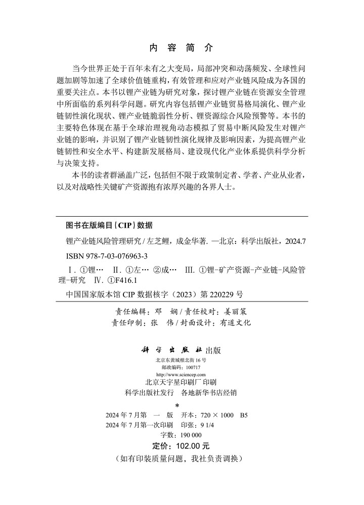 锂产业链风险管理研究