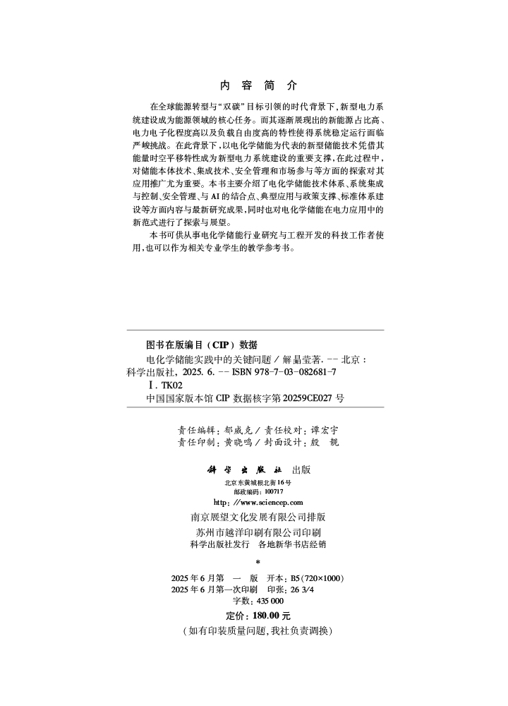 电化学储能实践中的关键问题
