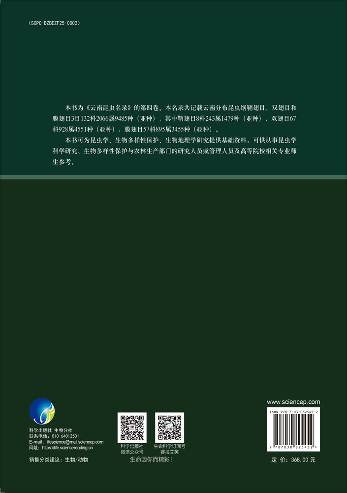 云南昆虫名录（第四卷）